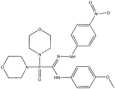 N'-{4-nitrophenyl}-N-(4-methoxyphenyl)di(4-morpholinyl)phosphinecarbohydrazonamide oxide Struktur