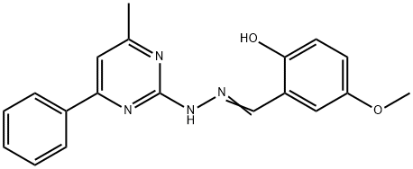 2-hydroxy-5-methoxybenzaldehyde (4-methyl-6-phenyl-2-pyrimidinyl)hydrazone Struktur