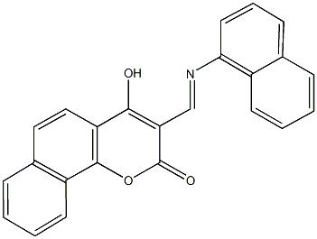 4-hydroxy-3-[(1-naphthylimino)methyl]-2H-benzo[h]chromen-2-one Struktur