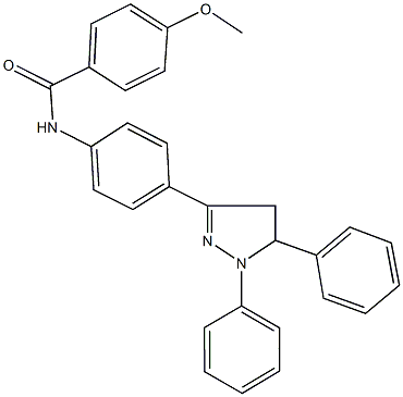 N-[4-(1,5-diphenyl-4,5-dihydro-1H-pyrazol-3-yl)phenyl]-4-methoxybenzamide Struktur