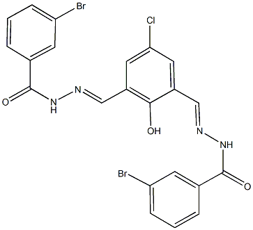 3-bromo-N'-{3-[2-(3-bromobenzoyl)carbohydrazonoyl]-5-chloro-2-hydroxybenzylidene}benzohydrazide Struktur