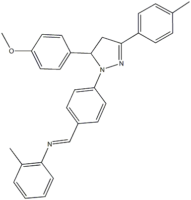 N-{4-[5-(4-methoxyphenyl)-3-(4-methylphenyl)-4,5-dihydro-1H-pyrazol-1-yl]benzylidene}-N-(2-methylphenyl)amine Struktur