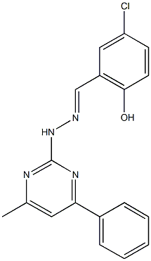 5-chloro-2-hydroxybenzaldehyde (4-methyl-6-phenyl-2-pyrimidinyl)hydrazone Struktur