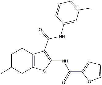 N-[6-methyl-3-(3-toluidinocarbonyl)-4,5,6,7-tetrahydro-1-benzothien-2-yl]-2-furamide Struktur