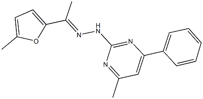 1-(5-methyl-2-furyl)ethanone (4-methyl-6-phenyl-2-pyrimidinyl)hydrazone Struktur