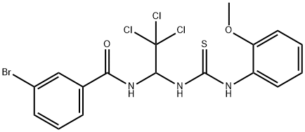 3-bromo-N-(2,2,2-trichloro-1-{[(2-methoxyanilino)carbothioyl]amino}ethyl)benzamide Struktur