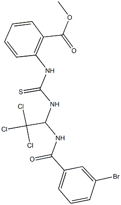 methyl 2-{[({1-[(3-bromobenzoyl)amino]-2,2,2-trichloroethyl}amino)carbothioyl]amino}benzoate Struktur