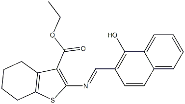 ethyl 2-{[(1-hydroxy-2-naphthyl)methylene]amino}-4,5,6,7-tetrahydro-1-benzothiophene-3-carboxylate Struktur