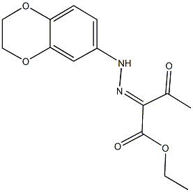 ethyl 2-(2,3-dihydro-1,4-benzodioxin-6-ylhydrazono)-3-oxobutanoate Struktur