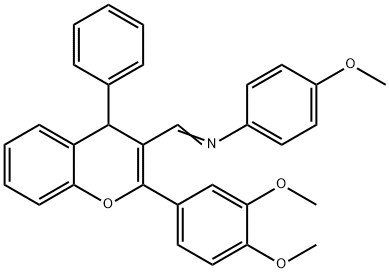 N-{[2-(3,4-dimethoxyphenyl)-4-phenyl-4H-chromen-3-yl]methylene}-N-(4-methoxyphenyl)amine Struktur