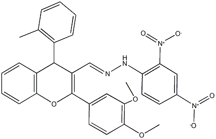 2-(3,4-dimethoxyphenyl)-4-(2-methylphenyl)-4H-chromene-3-carbaldehyde {2,4-bisnitrophenyl}hydrazone Struktur