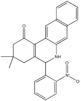 5-{2-nitrophenyl}-3,3-dimethyl-3,4,5,6-tetrahydrobenzo[b]phenanthridin-1(2H)-one Struktur