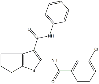 2-[(3-chlorobenzoyl)amino]-N-phenyl-5,6-dihydro-4H-cyclopenta[b]thiophene-3-carboxamide Struktur