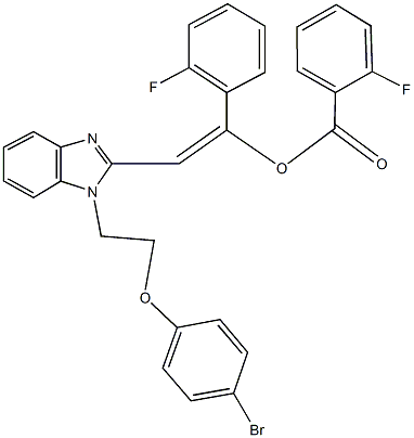 2-{1-[2-(4-bromophenoxy)ethyl]-1H-benzimidazol-2-yl}-1-(2-fluorophenyl)vinyl 2-fluorobenzoate Struktur