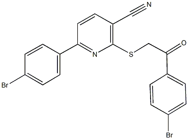 6-(4-bromophenyl)-2-{[2-(4-bromophenyl)-2-oxoethyl]sulfanyl}nicotinonitrile Struktur