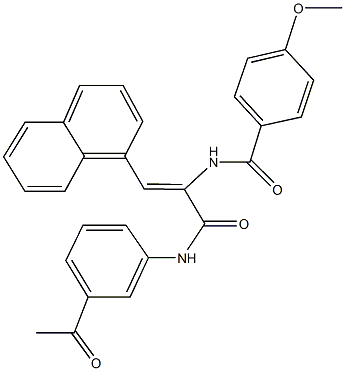 N-[1-[(3-acetylanilino)carbonyl]-2-(1-naphthyl)vinyl]-4-methoxybenzamide Struktur