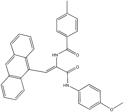 N-{2-(9-anthryl)-1-[(4-methoxyanilino)carbonyl]vinyl}-4-methylbenzamide Struktur