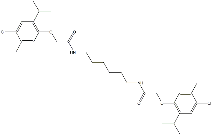 2-(4-chloro-2-isopropyl-5-methylphenoxy)-N-(6-{[(4-chloro-2-isopropyl-5-methylphenoxy)acetyl]amino}hexyl)acetamide Struktur