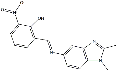 2-{[(1,2-dimethyl-1H-benzimidazol-5-yl)imino]methyl}-6-nitrophenol Struktur