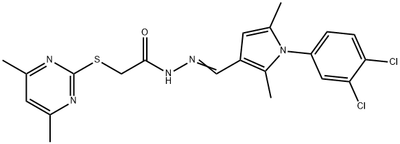 N'-{[1-(3,4-dichlorophenyl)-2,5-dimethyl-1H-pyrrol-3-yl]methylene}-2-[(4,6-dimethyl-2-pyrimidinyl)sulfanyl]acetohydrazide Struktur