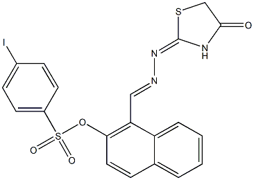 1-[2-(4-oxo-1,3-thiazolidin-2-ylidene)carbohydrazonoyl]-2-naphthyl 4-iodobenzenesulfonate Struktur