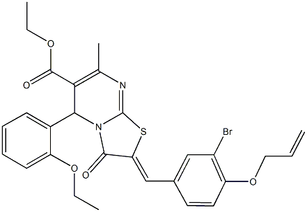 ethyl 2-[4-(allyloxy)-3-bromobenzylidene]-5-(2-ethoxyphenyl)-7-methyl-3-oxo-2,3-dihydro-5H-[1,3]thiazolo[3,2-a]pyrimidine-6-carboxylate Struktur