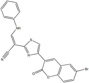 3-anilino-2-[4-(6-bromo-2-oxo-2H-chromen-3-yl)-1,3-thiazol-2-yl]acrylonitrile Struktur