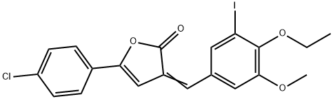 5-(4-chlorophenyl)-3-(4-ethoxy-3-iodo-5-methoxybenzylidene)-2(3H)-furanone Struktur