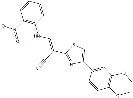 2-[4-(3,4-dimethoxyphenyl)-1,3-thiazol-2-yl]-3-{2-nitroanilino}acrylonitrile Struktur