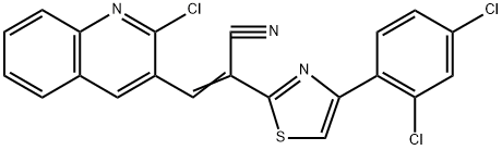 3-(2-chloro-3-quinolinyl)-2-[4-(2,4-dichlorophenyl)-1,3-thiazol-2-yl]acrylonitrile Struktur