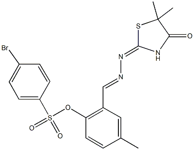 2-[2-(5,5-dimethyl-4-oxo-1,3-thiazolidin-2-ylidene)carbohydrazonoyl]-4-methylphenyl 4-bromobenzenesulfonate Struktur