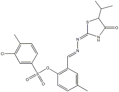 2-[2-(5-isopropyl-4-oxo-1,3-thiazolidin-2-ylidene)carbohydrazonoyl]-4-methylphenyl 3-chloro-4-methylbenzenesulfonate Struktur