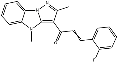 1-(2,4-dimethyl-4H-pyrazolo[1,5-a]benzimidazol-3-yl)-3-(2-fluorophenyl)-2-propen-1-one Struktur