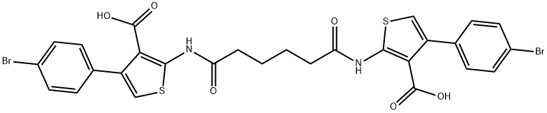 4-(4-bromophenyl)-2-[(6-{[4-(4-bromophenyl)-3-carboxy-2-thienyl]amino}-6-oxohexanoyl)amino]-3-thiophenecarboxylic acid Struktur