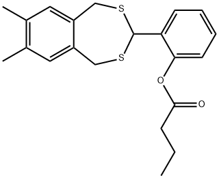 2-(7,8-dimethyl-1,5-dihydro-2,4-benzodithiepin-3-yl)phenyl butyrate Struktur