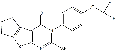 3-[4-(difluoromethoxy)phenyl]-2-sulfanyl-3,5,6,7-tetrahydro-4H-cyclopenta[4,5]thieno[2,3-d]pyrimidin-4-one Struktur