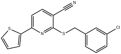 2-[(3-chlorobenzyl)sulfanyl]-6-(2-thienyl)nicotinonitrile Struktur