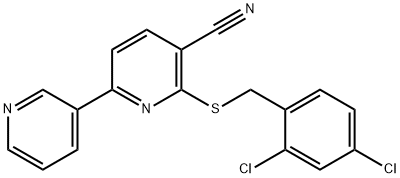 5-cyano-6-[(2,4-dichlorobenzyl)sulfanyl]-2,3'-bipyridine Struktur