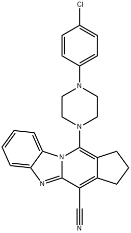 11-[4-(4-chlorophenyl)-1-piperazinyl]-2,3-dihydro-1H-cyclopenta[4,5]pyrido[1,2-a]benzimidazole-4-carbonitrile Struktur