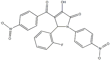 5-(2-fluorophenyl)-3-hydroxy-4-{4-nitrobenzoyl}-1-{4-nitrophenyl}-1,5-dihydro-2H-pyrrol-2-one Struktur