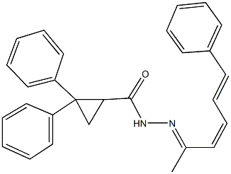 N'-(1-methyl-5-phenyl-2,4-pentadienylidene)-2,2-diphenylcyclopropanecarbohydrazide Struktur