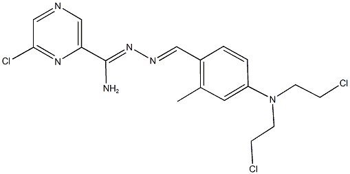 N'-{4-[bis(2-chloroethyl)amino]-2-methylbenzylidene}-6-chloro-2-pyrazinecarbohydrazonamide Struktur