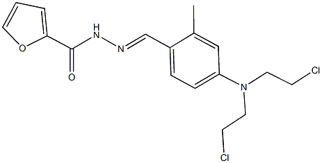 N'-{4-[bis(2-chloroethyl)amino]-2-methylbenzylidene}-2-furohydrazide Struktur