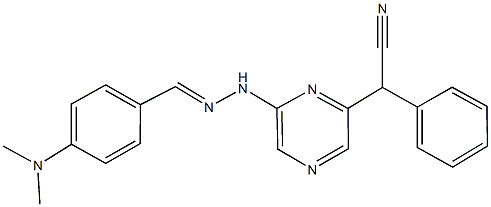 (6-{2-[4-(dimethylamino)benzylidene]hydrazino}-2-pyrazinyl)(phenyl)acetonitrile Struktur