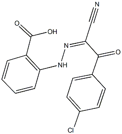 2-{2-[2-(4-chlorophenyl)-1-cyano-2-oxoethylidene]hydrazino}benzoic acid Struktur