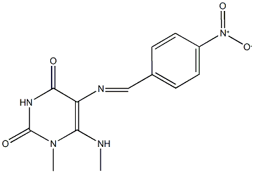 5-({4-nitrobenzylidene}amino)-1-methyl-6-(methylamino)-2,4(1H,3H)-pyrimidinedione Struktur