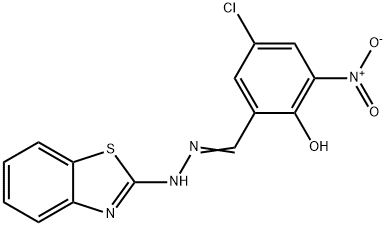 5-chloro-2-hydroxy-3-nitrobenzaldehyde 1,3-benzothiazol-2-ylhydrazone Struktur