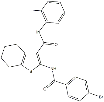 2-[(4-bromobenzoyl)amino]-N-(2-methylphenyl)-4,5,6,7-tetrahydro-1-benzothiophene-3-carboxamide Struktur