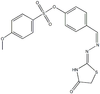 4-[2-(4-oxo-1,3-thiazolidin-2-ylidene)carbohydrazonoyl]phenyl 4-methoxybenzenesulfonate Struktur