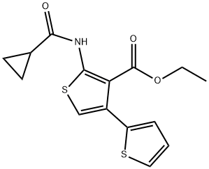 ethyl 2-[(cyclopropylcarbonyl)amino]-2',4-bithiophene-3-carboxylate Struktur